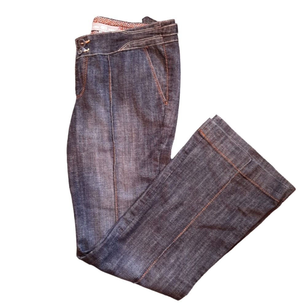 Boom Boom vintage flared wide leg jeans juniors 13 denim buttons polka dots